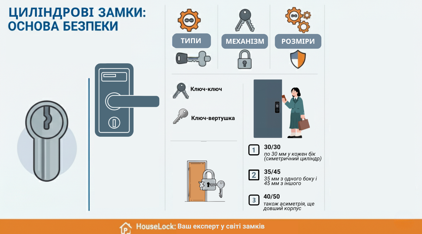 циліндр замка: як читати розміри - інфографіка